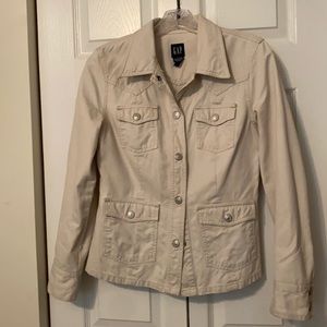 Gap Utility Denim Jacket, cream, silver snaps